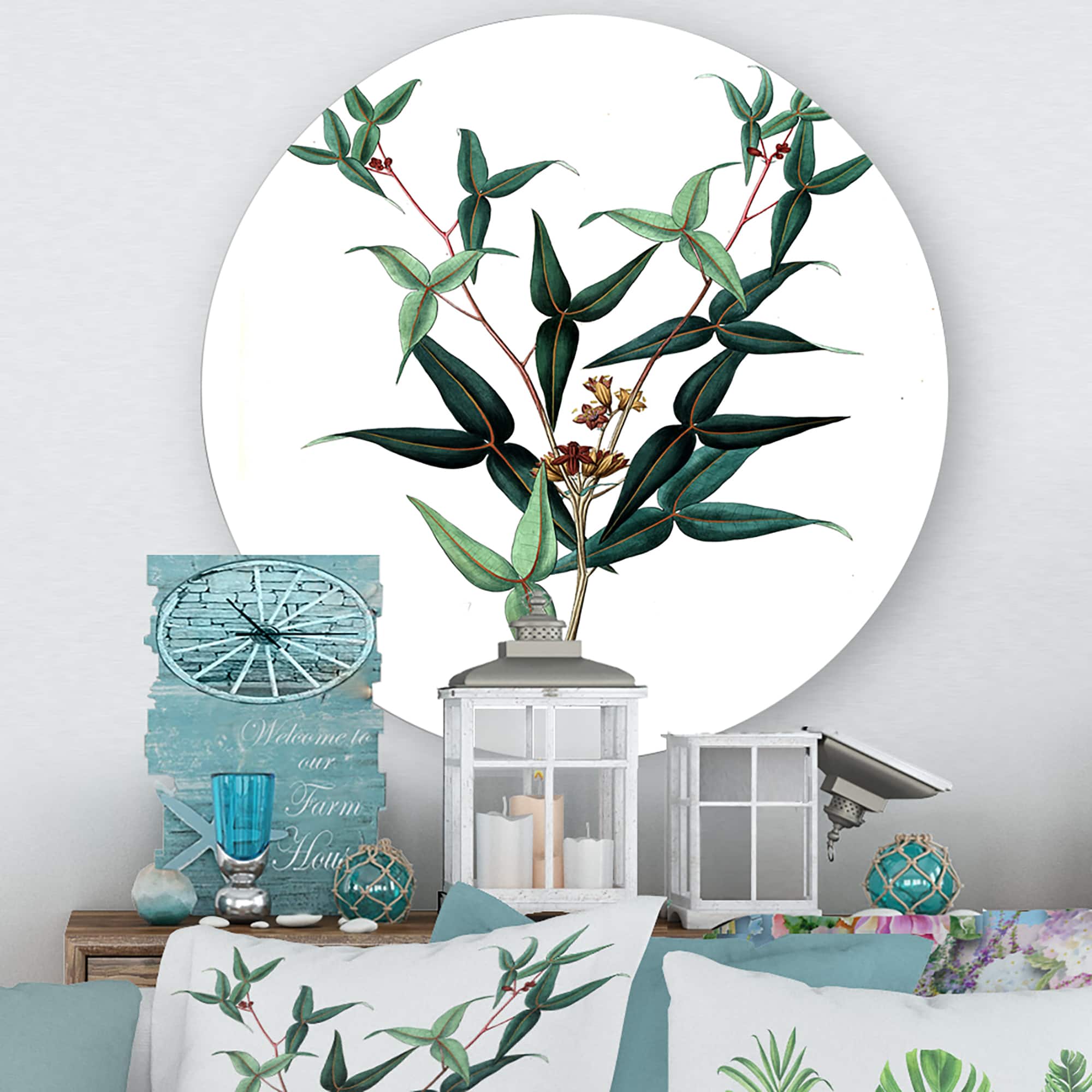 Designart - Vintage Green Leaves Plants VIII